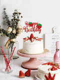 Strawberry Happy Birthday Cake Topper