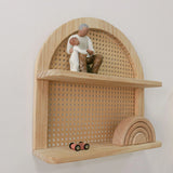 Wooden Wall Mounted Rattan Shelf