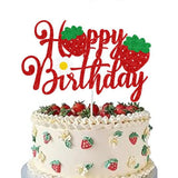 Strawberry Happy Birthday Cake Topper