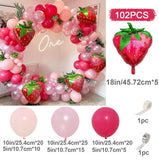102pcs Strawberry Party Balloon Garland Arch Kit