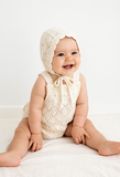 Baby Knit Romper and Bonnet Set