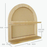 Wooden Wall Mounted Rattan Shelf