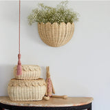 Scalloped Wicker Wall Basket