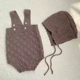 Baby Knit Romper and Bonnet Set