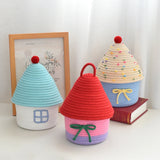 House Shape Cotton Rope Woven Storage Basket
