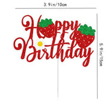 Strawberry Happy Birthday Cake Topper
