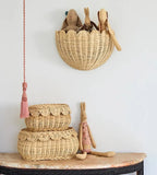 Scalloped Wicker Wall Basket