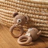 BEAR HANDMADE CROCHET WOOD NEWBORN TEETHER