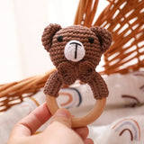 BEAR HANDMADE CROCHET WOOD NEWBORN TEETHER