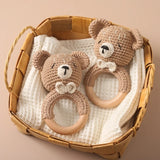 BEAR HANDMADE CROCHET WOOD NEWBORN TEETHER