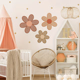 Rattan Daisy Wooden Wall Art Set of 3