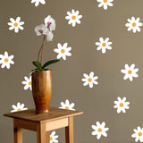 Peel and Stick Flower Floral Vinyl Wall Stickers, White Daisy Wall Decals for Kids Room, Nursery, Bedroom, Living Room, Home Wall Art Décor