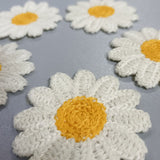 White Daisy Flower Embroidered Patches 