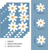 Peel and Stick Flower Floral Vinyl Wall Stickers, White Daisy Wall Decals for Kids Room, Nursery, Bedroom, Living Room, Home Wall Art Décor