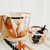 Rose Gold Metal Storage Basket - Cozy Nursery