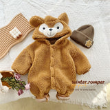 Plush Bear Baby Hooded Romper