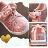 Bow Sequin Crib Shoes - Cozy Nursery