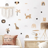 Boho Safari Animals Nursery Wall Decals