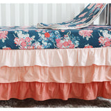 Coral Navy Floral Crib Bedding Set