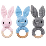 Cute Rabbit Crochet Wooden Teether - Cozy Nursery