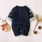 Knitted Button Deer Jumpsuit