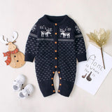 Knitted Button Deer Jumpsuit
