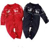 Knitted Button Deer Jumpsuit