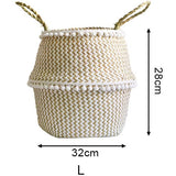 Natural Seaweed Woven Basket - Cozy Nursery