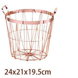 Rose Gold Metal Storage Basket - Cozy Nursery