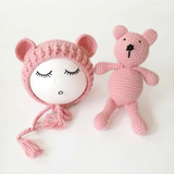 Newborn Knit Hats and a Bear toy set - Cozy Nursery