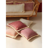 "Apricot" soft velvet cushion with fringe - Moi Mili