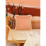 "Apricot" soft velvet cushion with fringe - Moi Mili
