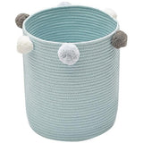 KIds Woven Cotton Rope Storage Baskets with Pom-Poms - Cozy Nursery