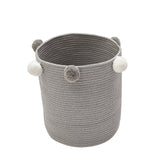 KIds Woven Cotton Rope Storage Baskets with Pom-Poms - Cozy Nursery