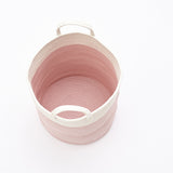 Woven Cotton Rope Storage Basket with Pom-Poms - Cozy Nursery