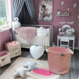 KIds Woven Cotton Rope Storage Baskets with Pom-Poms - Cozy Nursery