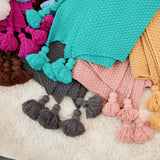 Large Knitted Blanket with Tassels 250x240 - Cozy Nursery