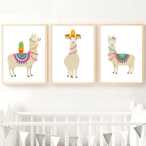 Llama Alpaca Wall Art Print - Cozy Nursery