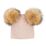 Fur Pompom Winter Beanie Matching Set