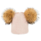 Fur Pompom Winter Beanie Matching Set