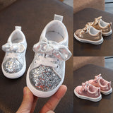 Bow Sequin Crib Shoes - Cozy Nursery