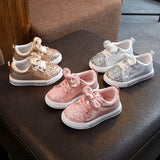 Bow Sequin Crib Shoes - Cozy Nursery