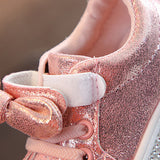 Bow Sequin Crib Shoes - Cozy Nursery