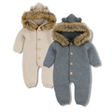 Winter Warm Children's Knitted Bear Rompers - Cozy Nursery