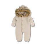 Winter Warm Children's Knitted Bear Rompers - Cozy Nursery