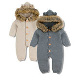 Winter Warm Children's Knitted Bear Rompers - Cozy Nursery