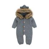 Winter Warm Children's Knitted Bear Rompers - Cozy Nursery