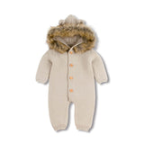 Winter Warm Children's Knitted Bear Rompers - Cozy Nursery