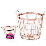 Rose Gold Metal Storage Basket - Cozy Nursery