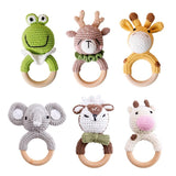 Zoo Animal Crochet Wooden Teether - Cozy Nursery